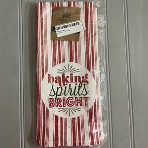 Serafina Home Baking Spirits Bright Kitchen Towel Set Of 3 Red White Festive